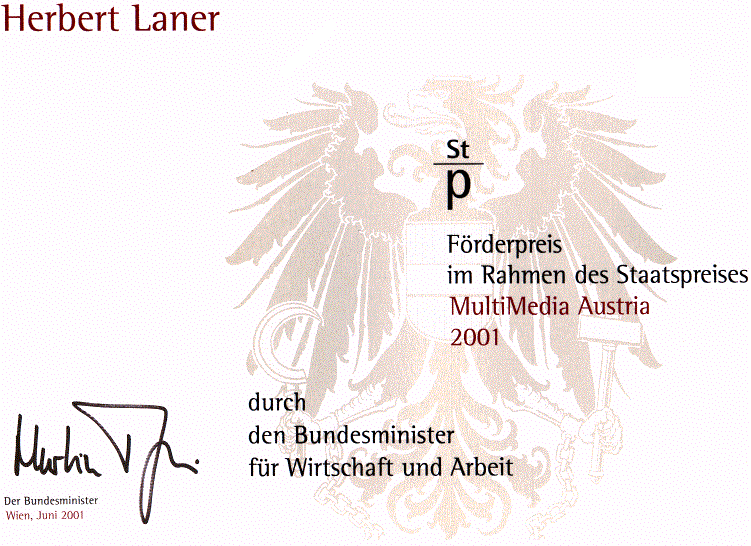 Staatspreis / Förderpreis an Herbert Laner